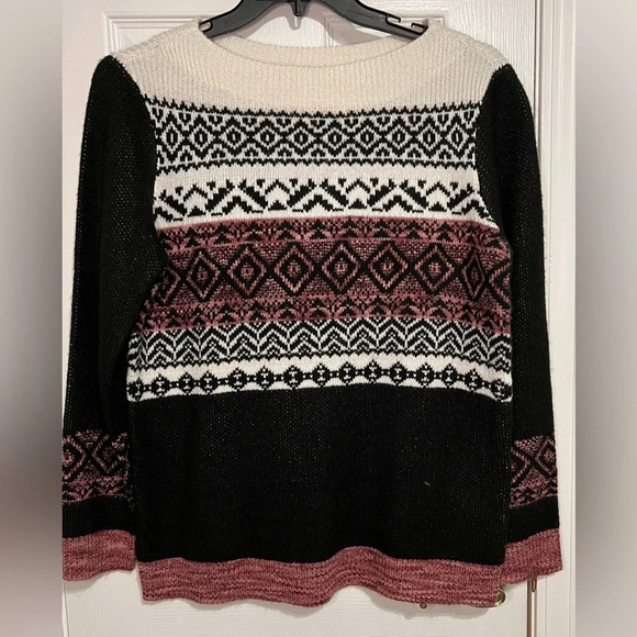 Westport Sweaters - Westport Large Women’s Pullover Sweater -pink, black, white